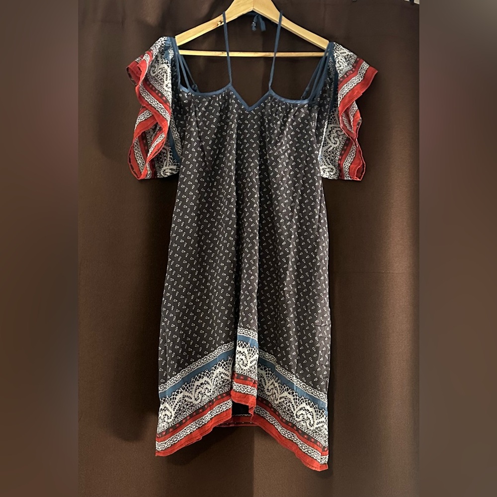Free People Navy and Red Mini Dress
